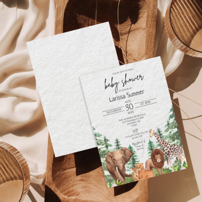 Woodland Safari Zoo Animal Baby Shower Invitation (Creator Uploaded)