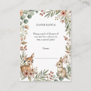 Woodland Sage Green Baby Shower Diaper Raffle Enclosure Card