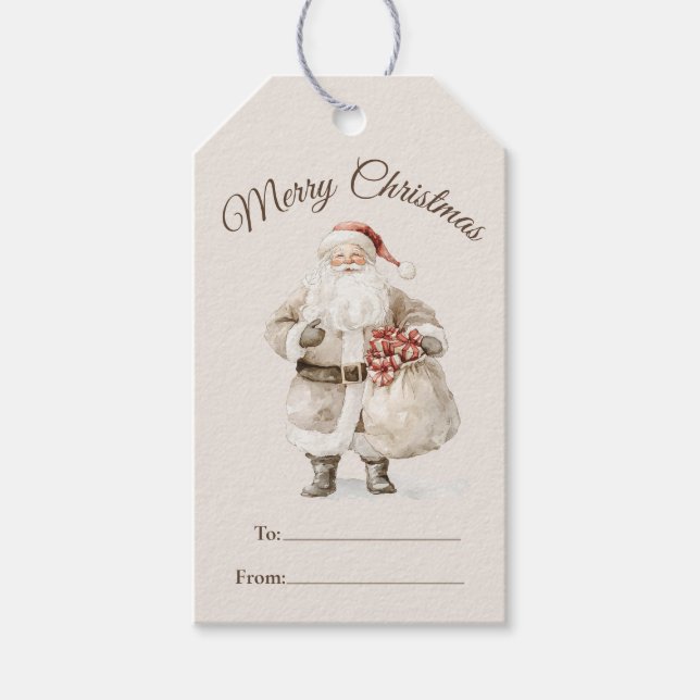 Woodland Santa Christmas Gift Tags (Front)