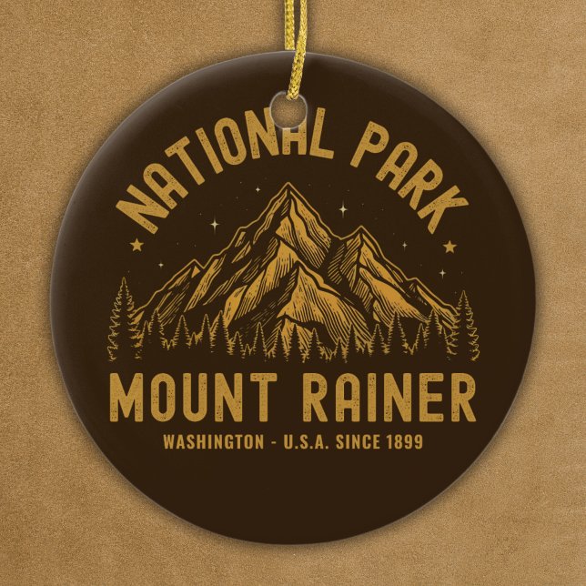 Woodland Scenery of Mount Rainier National Park Ceramic Tree Decoration (Creator Uploaded)