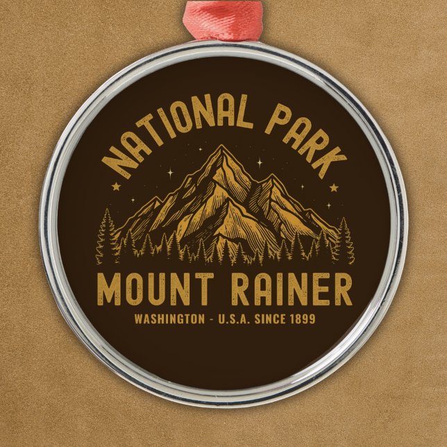 Woodland Scenery of Mount Rainier National Park Metal Tree Decoration (Creator Uploaded)