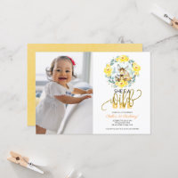 Woodland She's A Wild One Photo First Birthday Inv