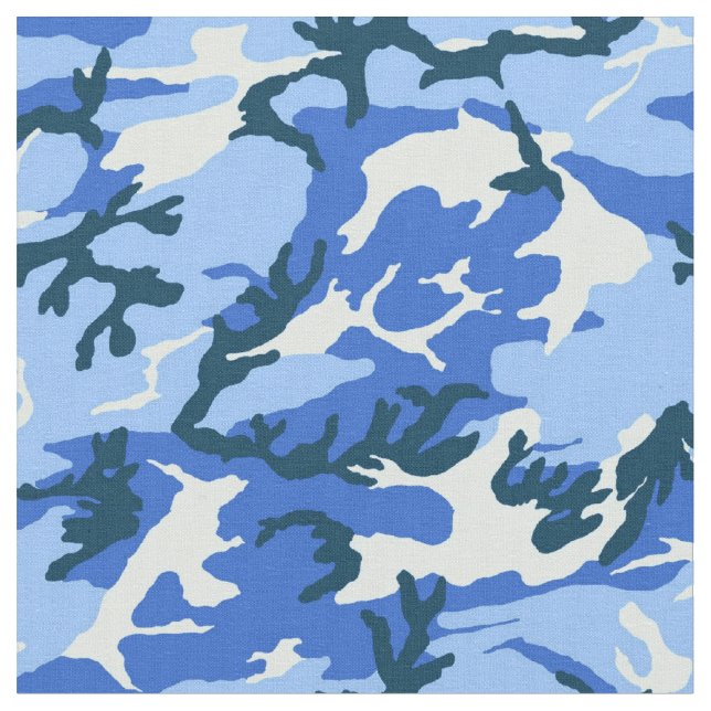 Woodland Sky Blue Camouflage Fabric (Close Up)