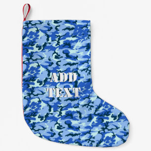 Woodland Sky Blue Camouflage Small Christmas Stocking