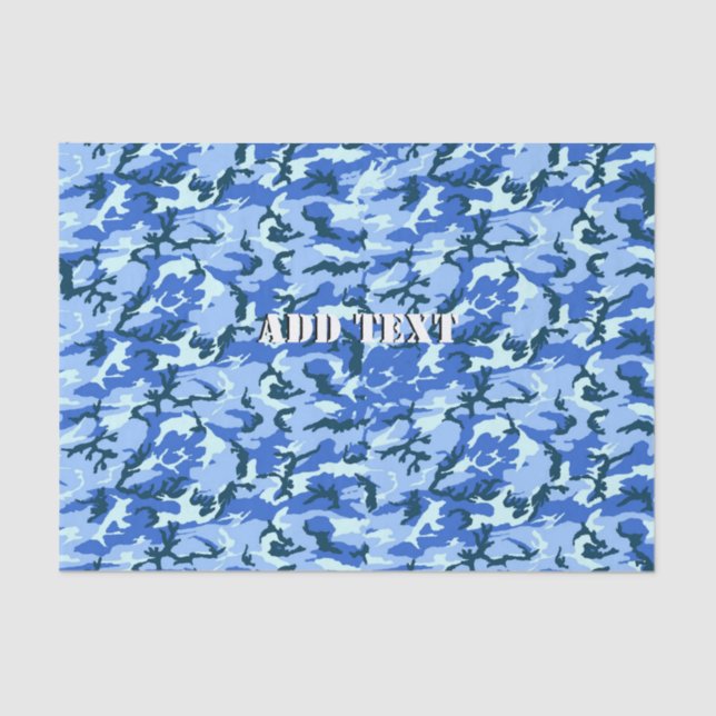 Woodland Sky Blue Camouflage Tissue Paper (Front)