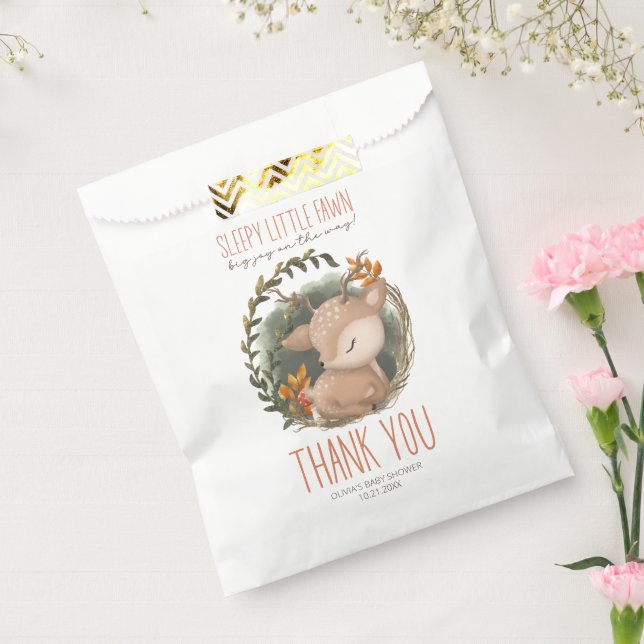 Woodland sleaping baby deer watercolor baby shower favour bags (Sealed)