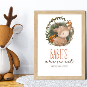 Woodland sleaping deer Baby Shower Babies are swee Poster