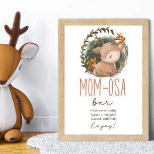 Woodland sleaping deer Baby Shower Mum-osa Bar Poster