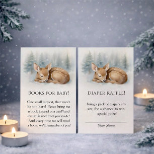 Woodland Sleeping Baby Deer Winter Diaper Raffle Enclosure Card