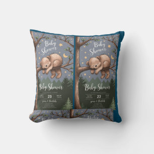 Woodland Sleepy Bear Throw Pillow Cosy Forest An