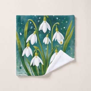 Woodland Snowdrop Floral. Snowdrop Flowers. Bath Towel Set