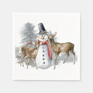 Woodland Snowman & Friends Napkin