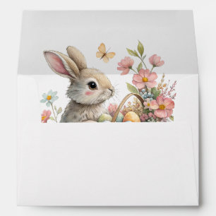 Woodland Some bunny Basket Wildflower Baby Shower Envelope