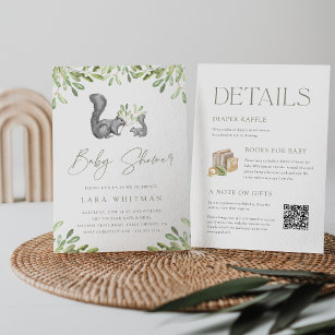 Woodland Squirrel All in One Baby Shower Invitation