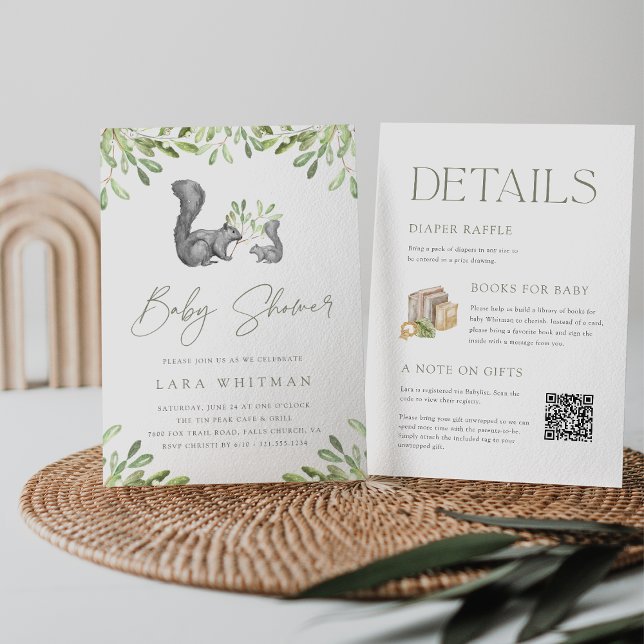 Woodland Squirrel All in One Baby Shower Invitation (Creator Uploaded)