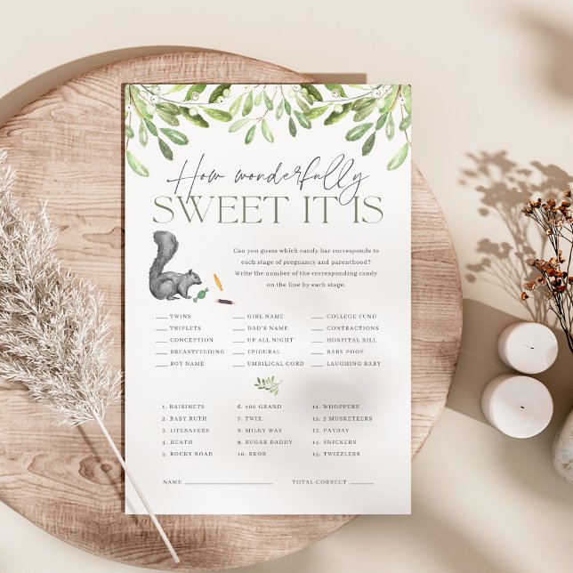 Woodland Squirrel Baby Shower Candy Guessing Game Flyer (Creator Uploaded)
