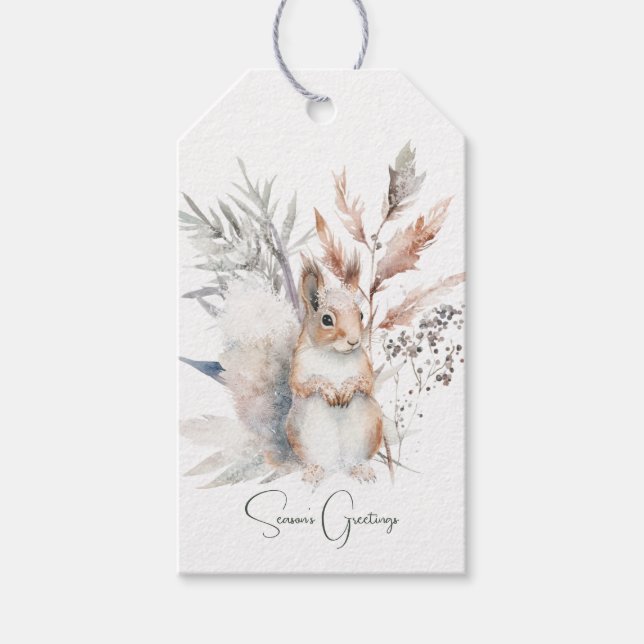 Woodland Squirrel Christmas Gift Tags (Front)