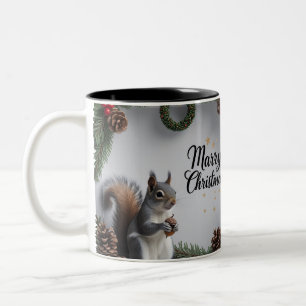 Woodland Squirrel Christmas Two-Tone Mug