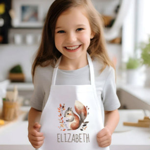 Woodland Squirrel Cute Personalised Kids Apron