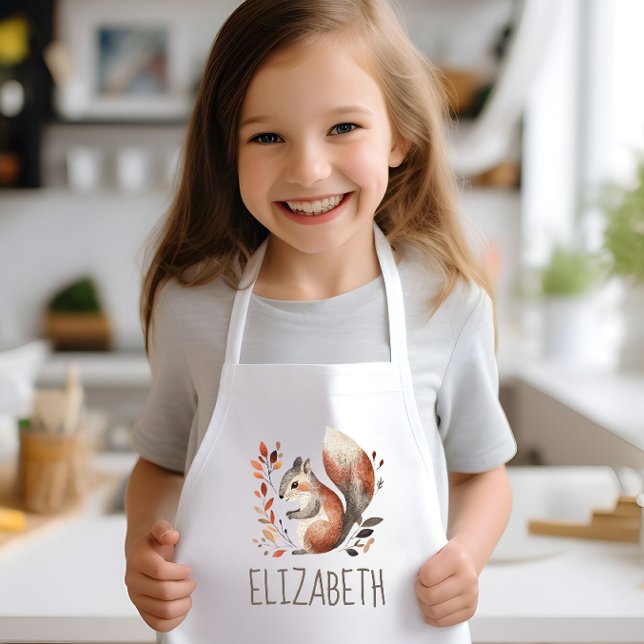 Woodland Squirrel Cute Personalized Kids Apron (Creator Uploaded)