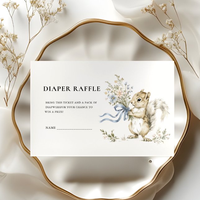 Woodland Squirrel Diaper Raffle Baby Shower Card (Creator Uploaded)