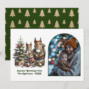 Woodland Squirrel Family Cosy Forest Christmas Holiday Card