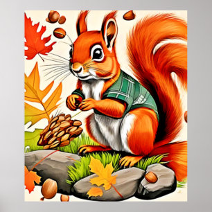 Woodland Squirrel View Design Poster