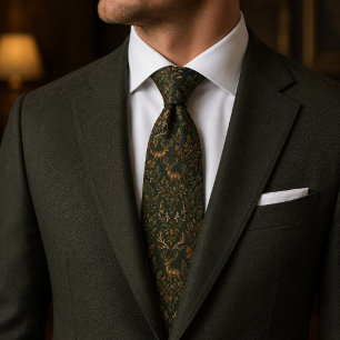Woodland Stag Forest Luxury Tie