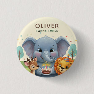 Woodland Storybook Animals 3rd Birthday Party 3 Cm Round Badge