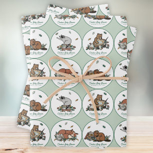 Woodland Storybook Baby Shower Wrapping Paper Sheet