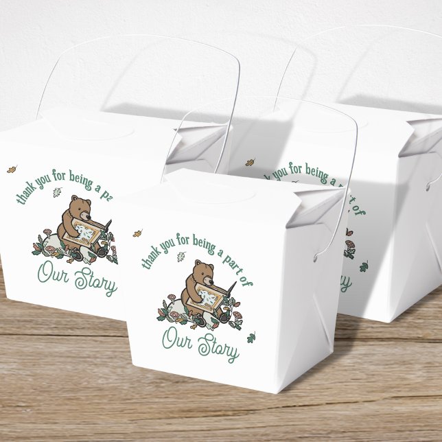 Woodland Storybook Bear Baby Shower Favour Box (Woodland Storybook Baby Shower Favor Box)