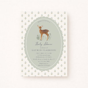 Woodland Storybook Fawn Vintage Baby Shower  Invitation