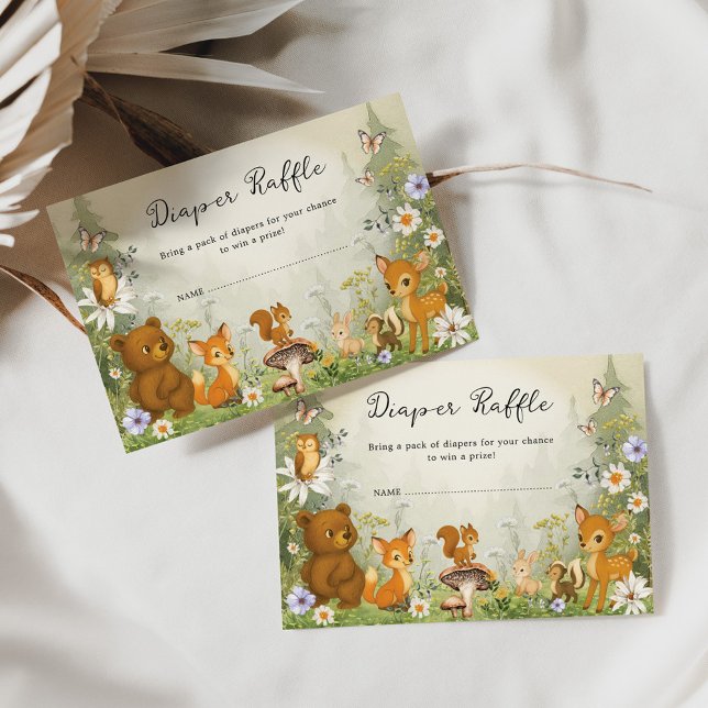 Woodland Storybook Forest Animals Diaper Raffle Enclosure Card (Creator Uploaded)