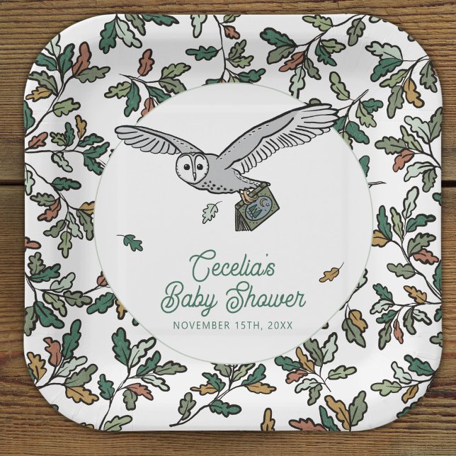 Woodland Storybook Owl Baby Shower Paper Plate (Woodland Storybook Baby Shower Paper Plates)