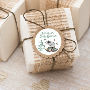 Woodland Storybook Racoon Baby Shower  Square Sticker