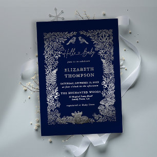 Woodland Storybook Winter Forest Navy Baby Shower