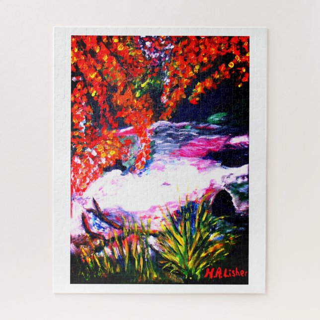 Woodland stream art jigsaw puzzle (Vertical)