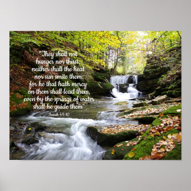 Woodland Stream with comforting Bible message Poster (Front)