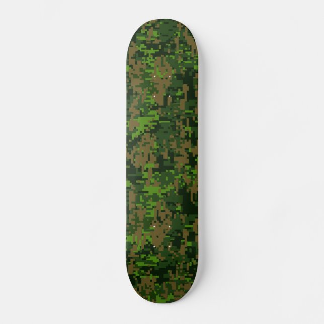 Woodland Style Digital Camouflage Accent Decor Skateboard (Front)