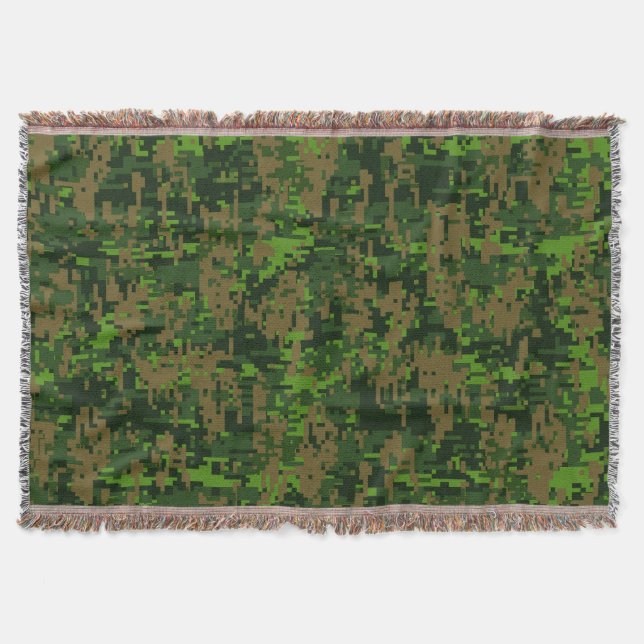 Woodland Style Digital Camouflage Throw Blanket (Front)