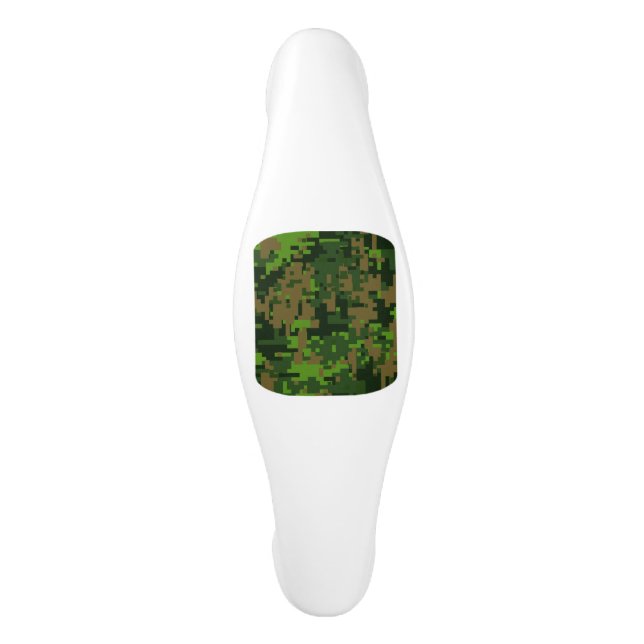 Woodland Style Digital Green Camouflage Accent Ceramic Cabinet Pull (Front)