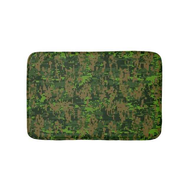 Woodland Style Digital Green Camouflage Decor Bath Mat (Front)