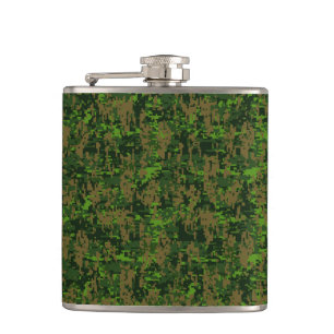 Woodland Style Green Digital Camouflage Hip Flask