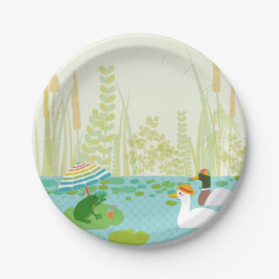Woodland Summer Lake Animals Vacation Party  Paper Plate