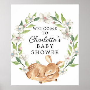 Woodland Sweet Deer Baby Shower Welcome Sign