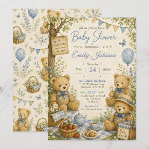 Woodland Teddy Bear Baby Shower Invitation