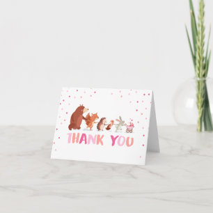 Woodland Thank you card Animals Girl Baby shower