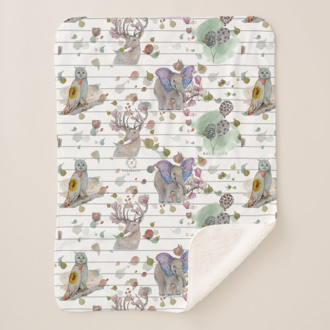 Woodland Theme Baby Blanket  (Front)