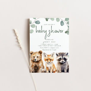 Woodland Theme Baby Shower with Animals Invitation