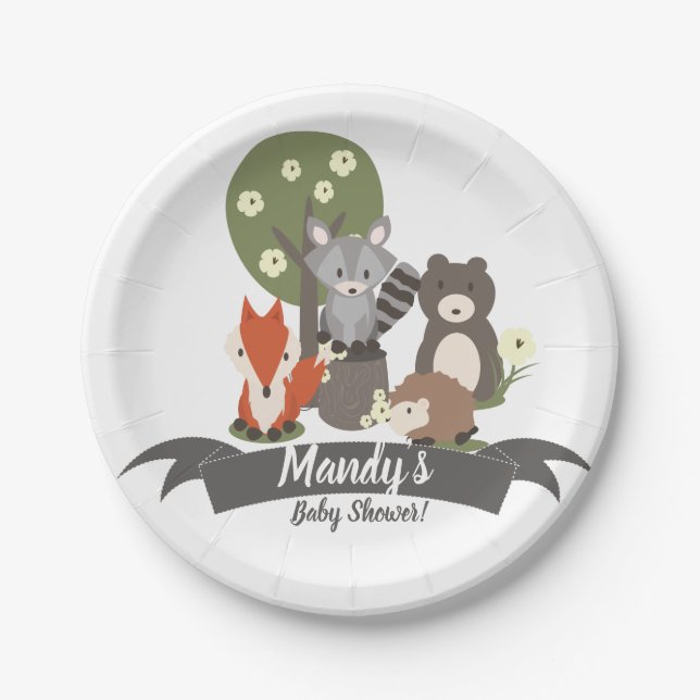 Woodland Theme Forest Animals Paper Plate (Front)